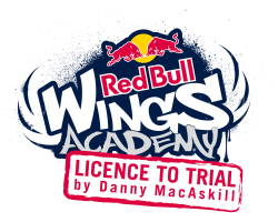 red bull wings academy - riding with danny macaskill logo flyer
